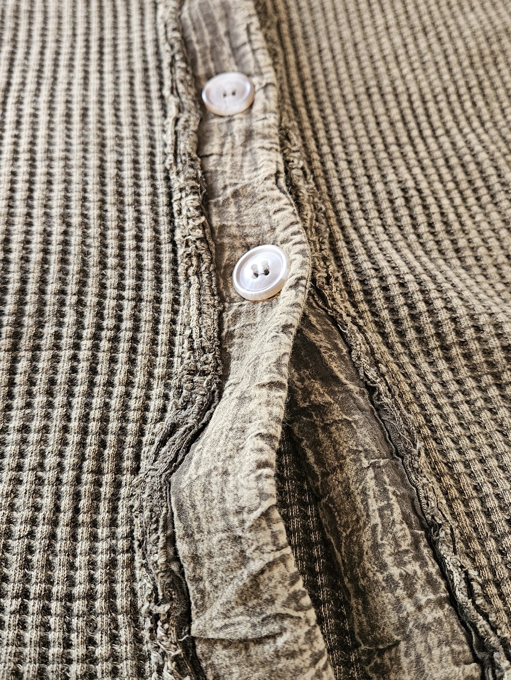 Free People One Scout Dip Dye Jacket Oversized Waffle Knit Cotton Olive Size L - Picture 10 of 11